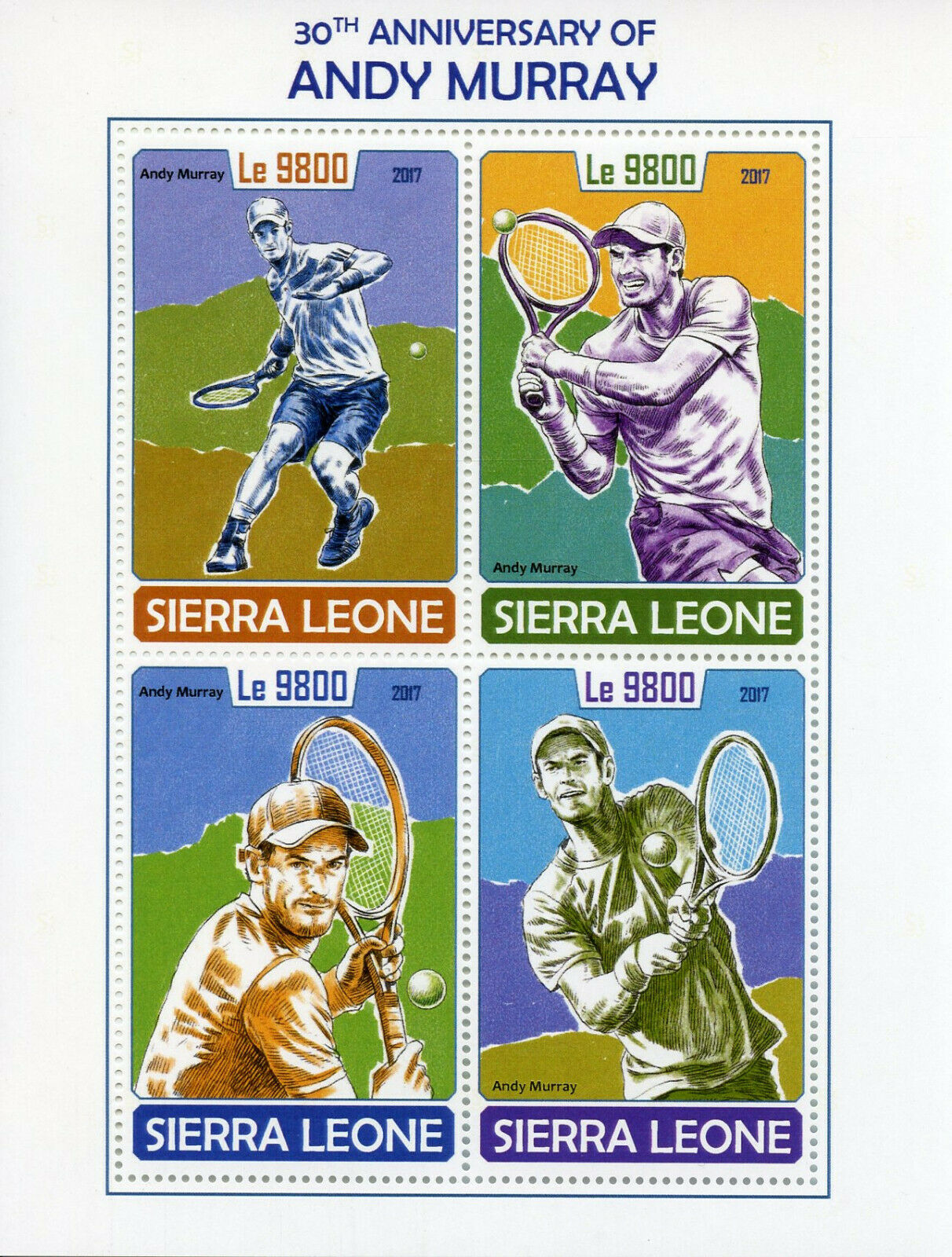 Sierra Leone Tennis Stamps 2017 MNH Andy Murray 30th Birthday Sports 4v M/S