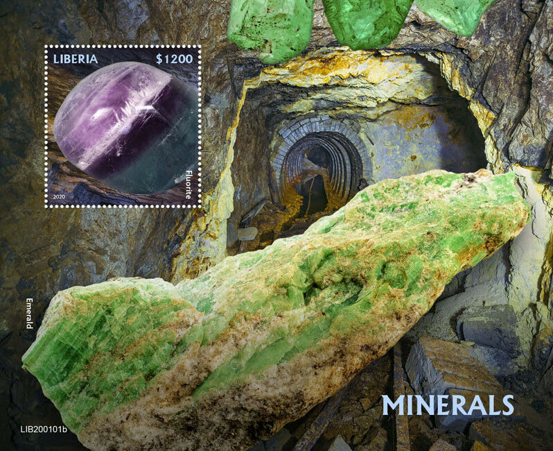 Liberia Minerals Stamps 2020 MNH Fluorite Emerald Nature 1v S/S