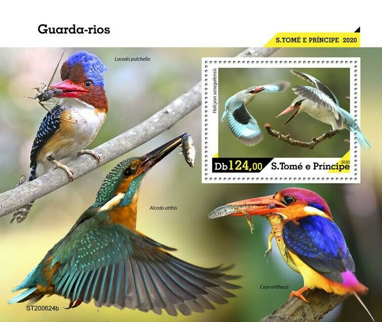 Sao Tome & Principe 2020 MNH Birds on Stamps Kingfishers Kingfisher 1v S/S