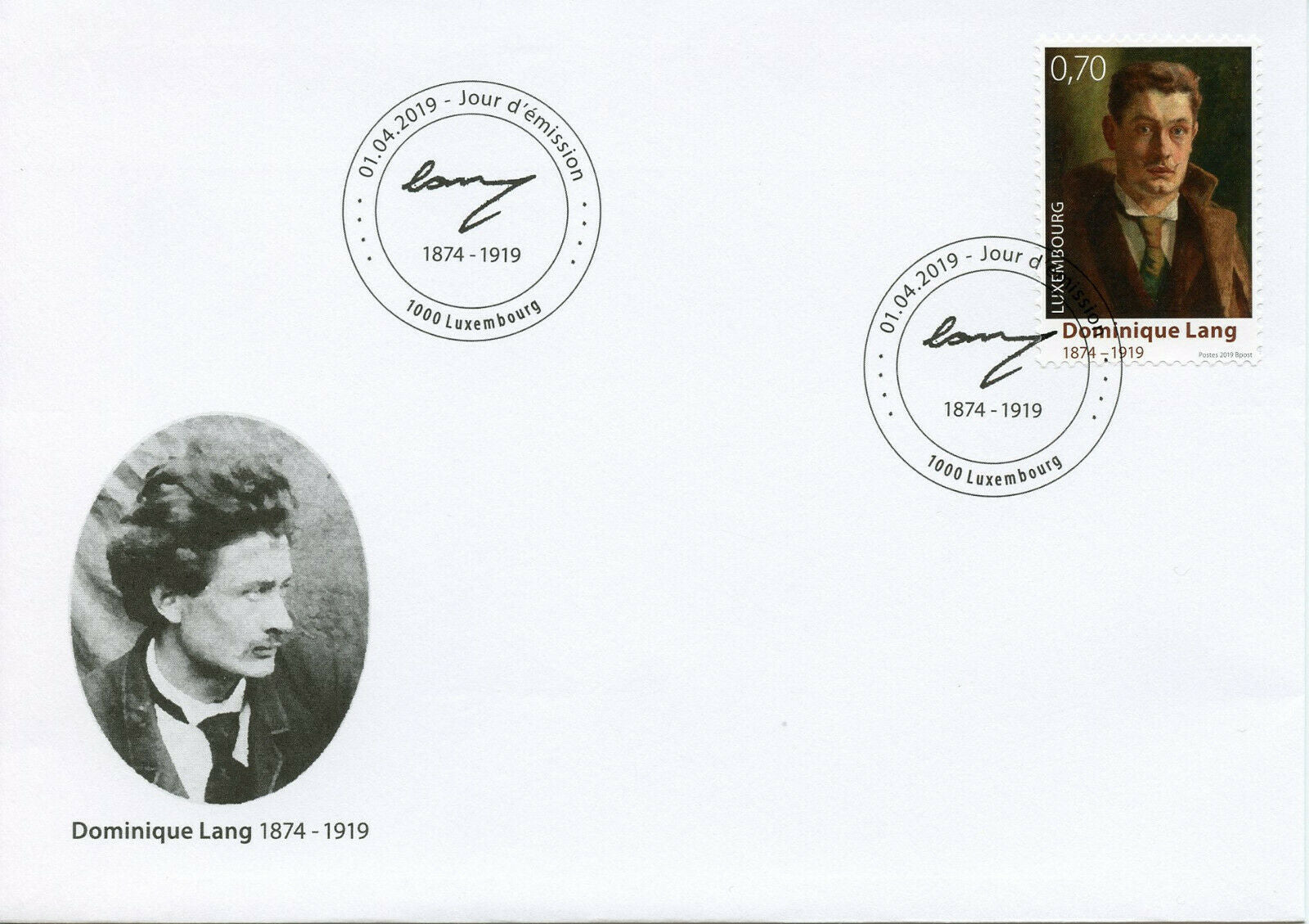 Luxembourg 2019 FDC Dominique Lang 100th Memorial 1v Cover Art Paintings Stamps