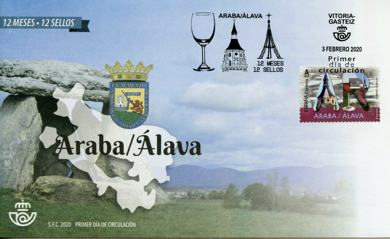Spain 12 Months 12 Stamps 2020 FDC Araba / Alava Architecture Tourism 1v S/A Set