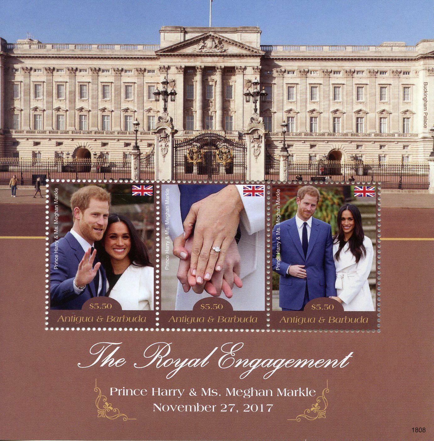Antigua & Barbuda 2018 MNH Royalty Stamps Prince Harry Meghan Engagement 3v M/S