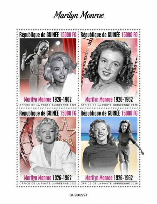 Guinea Marilyn Monroe Stamps 2020 MNH Famous People Celebrities Actresses 4v M/S