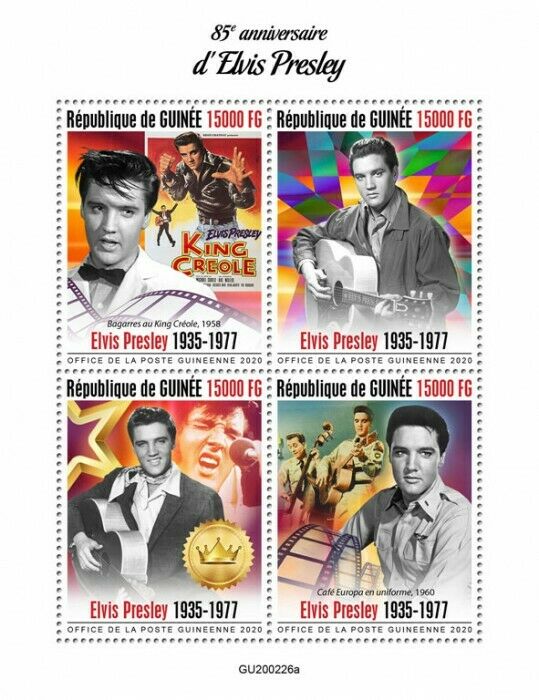 Guinea Elvis Presley Stamps 2020 MNH Music Famous People Celebrities 4v M/S