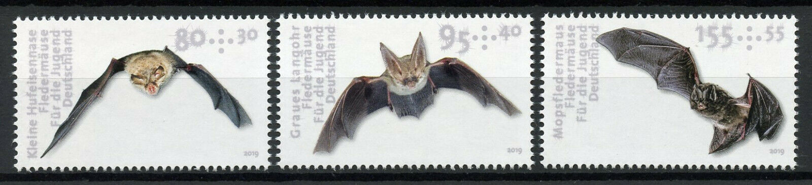 Germany 2019 MNH Youth S.P. Bats Bat 3v Set Mammals Wild Animals Stamps
