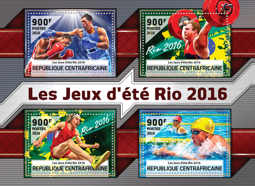Central African Rep 2016 MNH Olympic Games Rio 4v M/S Boxing Olympics Stamps