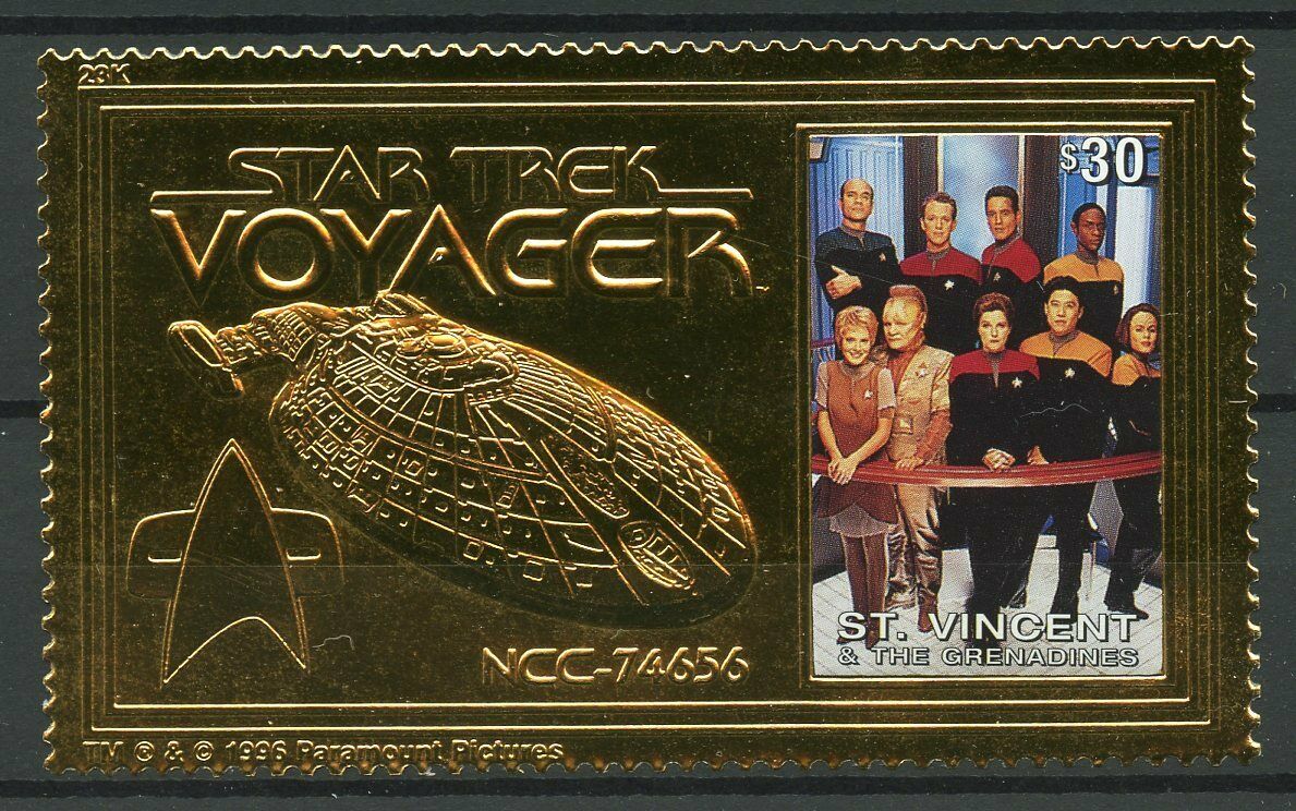St Vincent & Grenadines 1996 MNH Star Trek Voyager 1v Gold Stamp Janeway Stamps