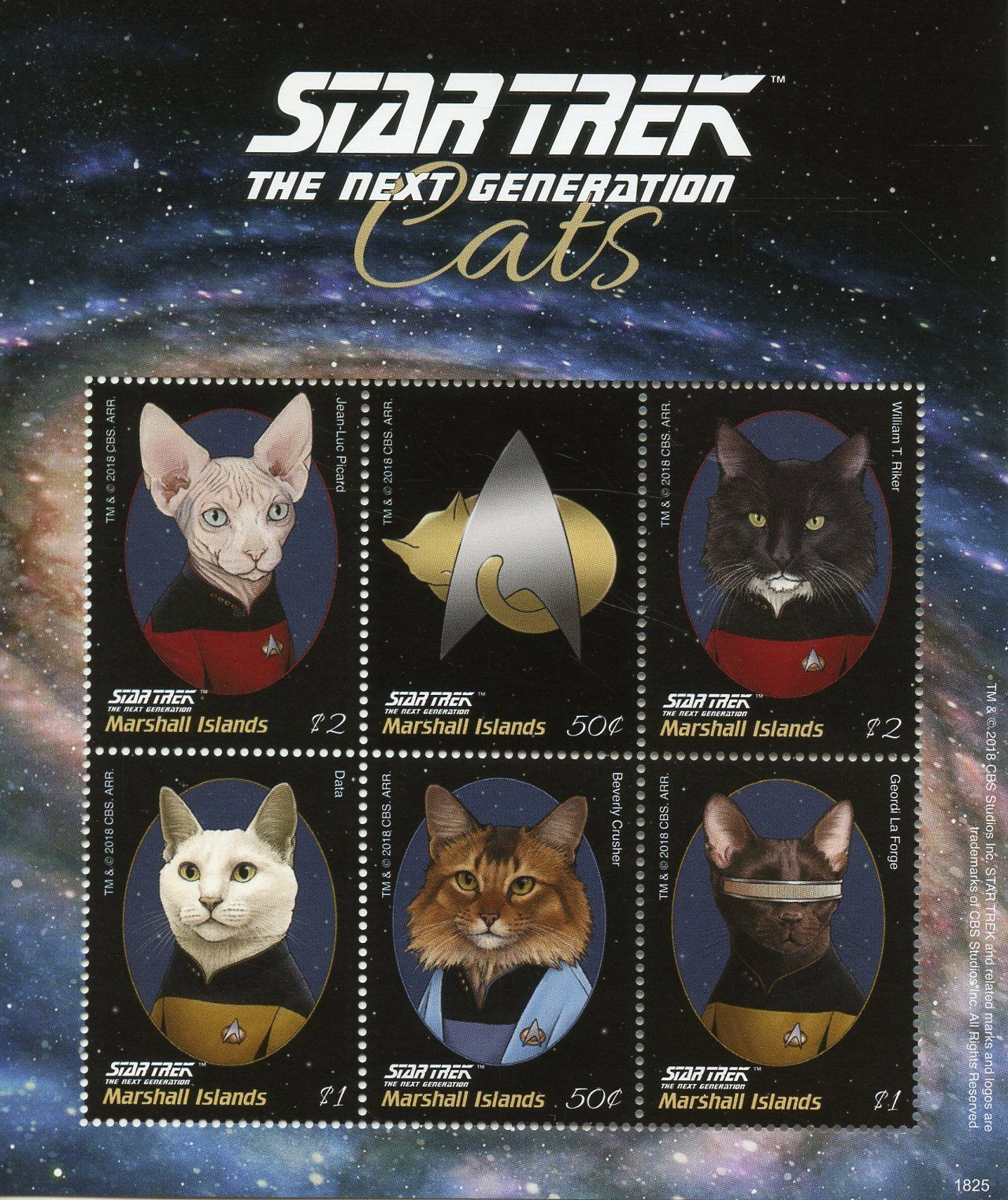 Marshall Islands 2018 MNH Star Trek Stamps Next Generation Cats Picard 6v M/S I