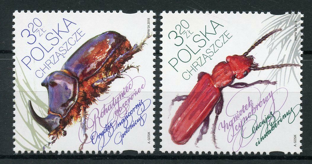 Poland 2018 MNH Beetles 2v Set Beetle Insects Stamps