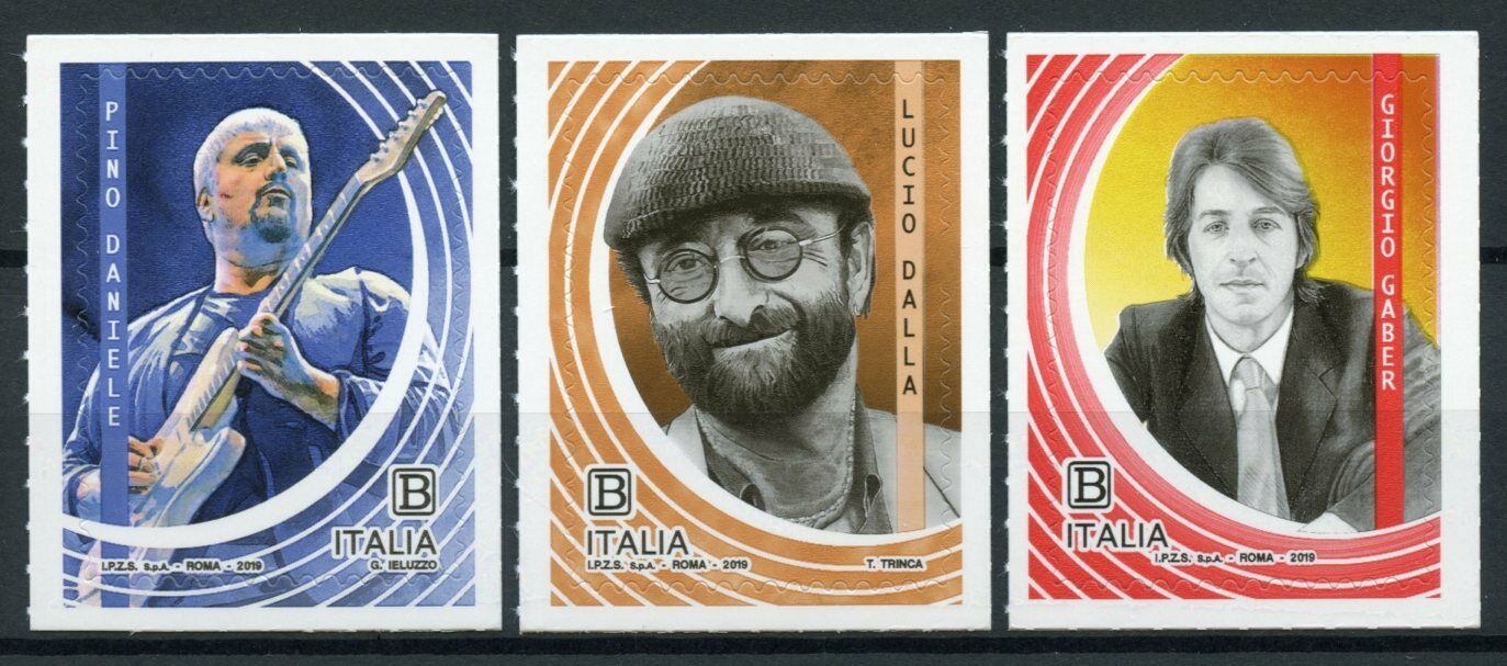 Italy Music Stamps 2019 MNH Singers Lucio Dalla Pino Daniele 3v S/A Set