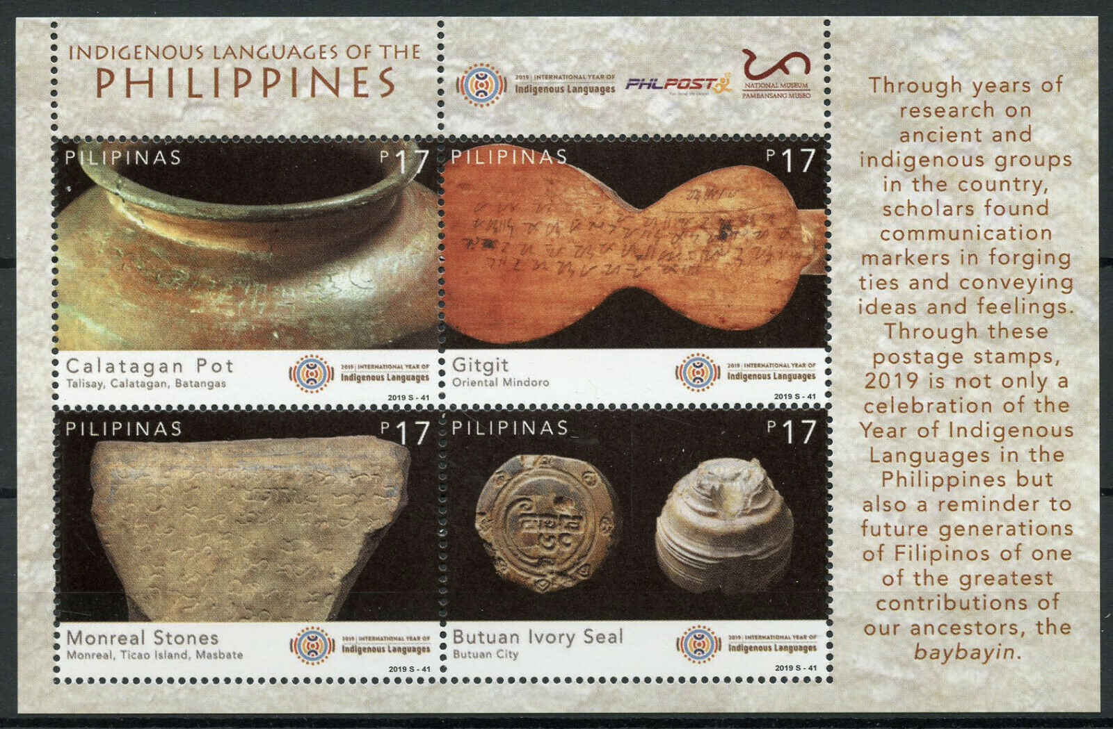 Philippines UNESCO Stamps 2019 MNH Intl Year of Indigenous Languages 4v M/S