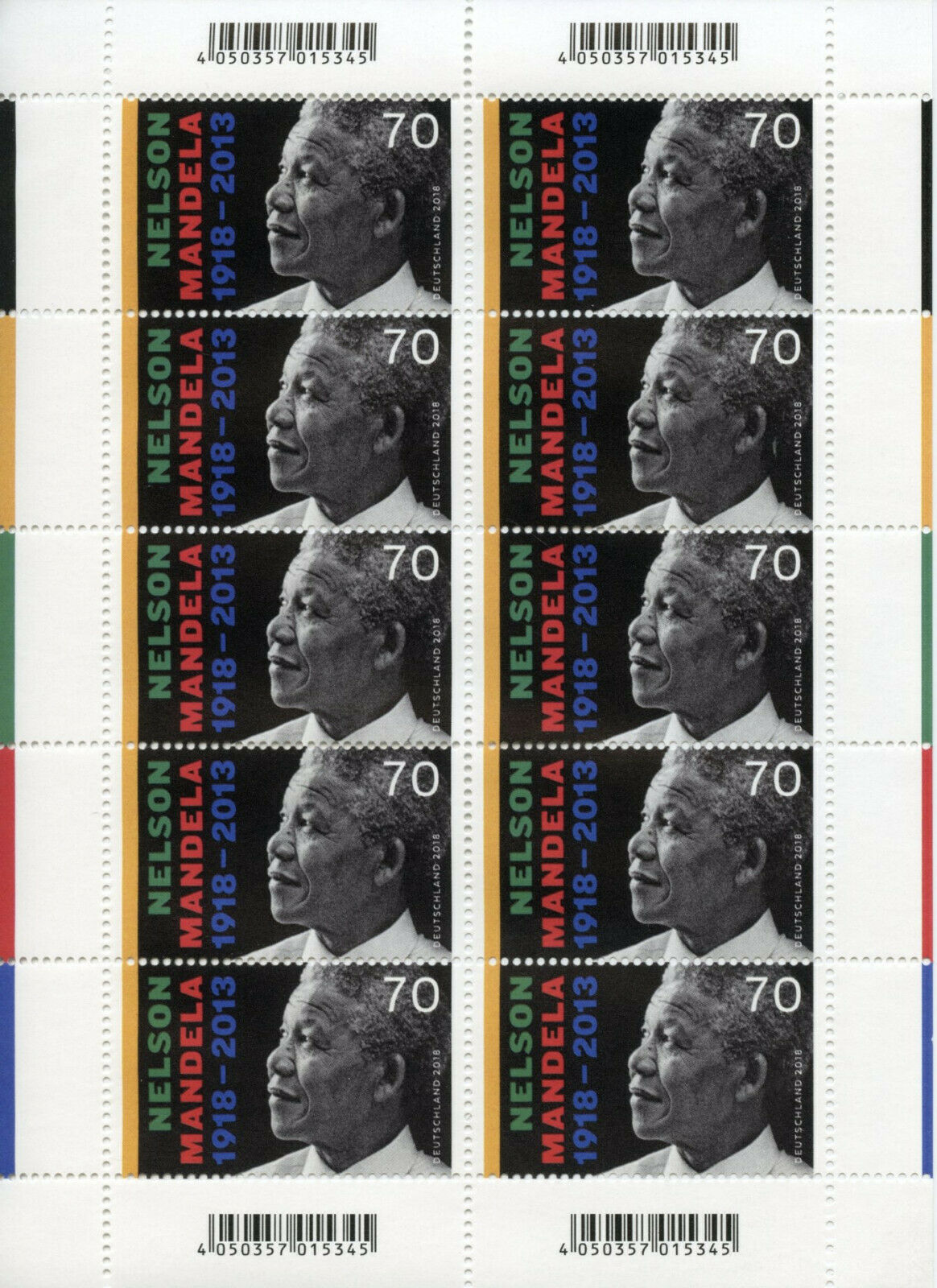 Germany Famous People Stamps 2018 MNH Nelson Mandela JIS South Africa 10v M/S