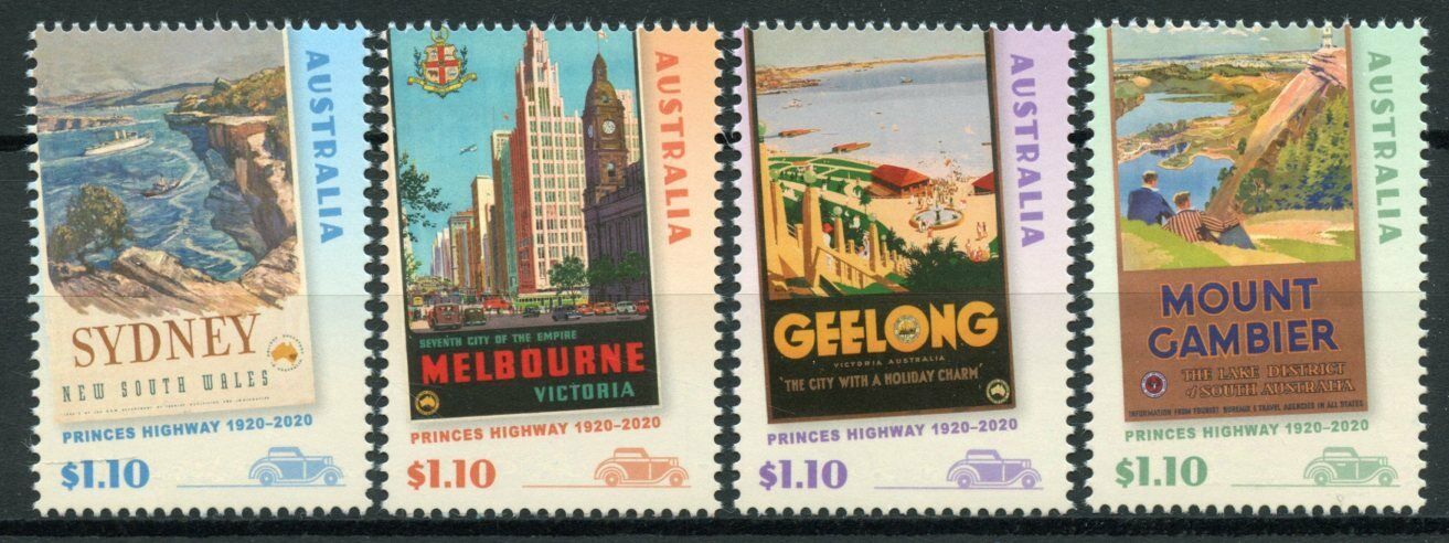 Australia Art Stamps 2020 MNH Princess Highway Travel Posters Design 4v Set