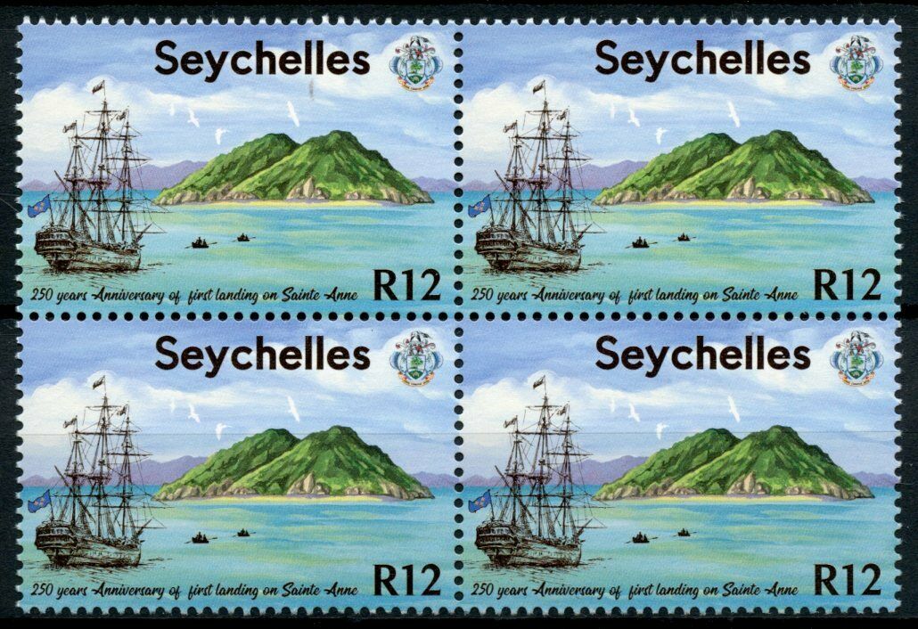 Seychelles Ships Stamps 2020 MNH First Landing on Sainte-Anne Settlers 4v Block
