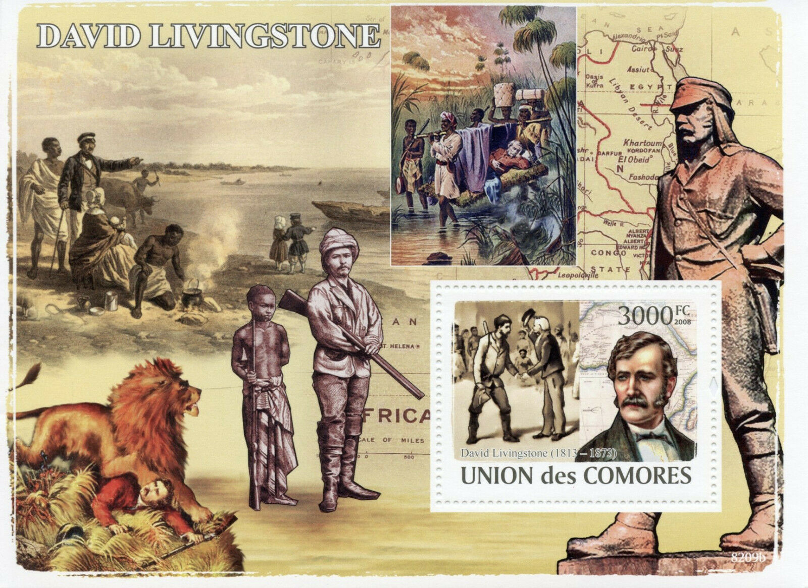 Comoros Famous People Stamps 2008 MNH David Livingstone Exploration 1v S/S