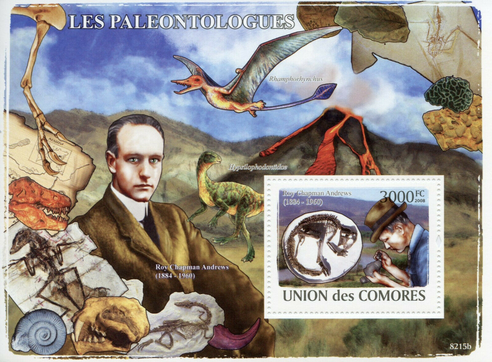 Comoros Dinosaurs Stamps 2008 MNH Paleontologists Prehistoric Animals 1v S/S