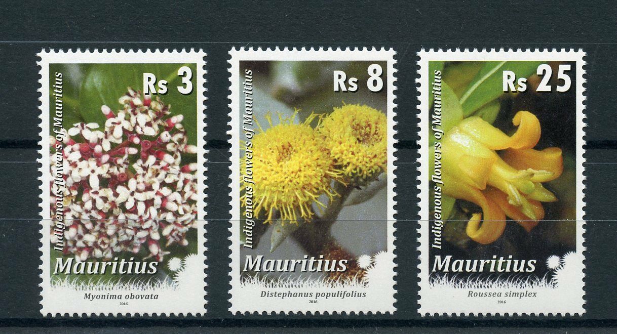 Mauritius 2016 MNH Indigenous Flowers Definitives 2016 R/P 3v Set Flora Stamps