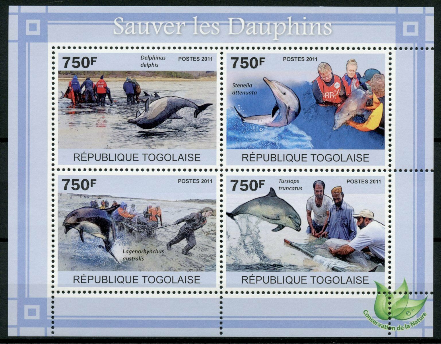 Togo Dolphins Stamps 2011 MNH Save the Dolphin Marine Animals Fauna 4v M/S