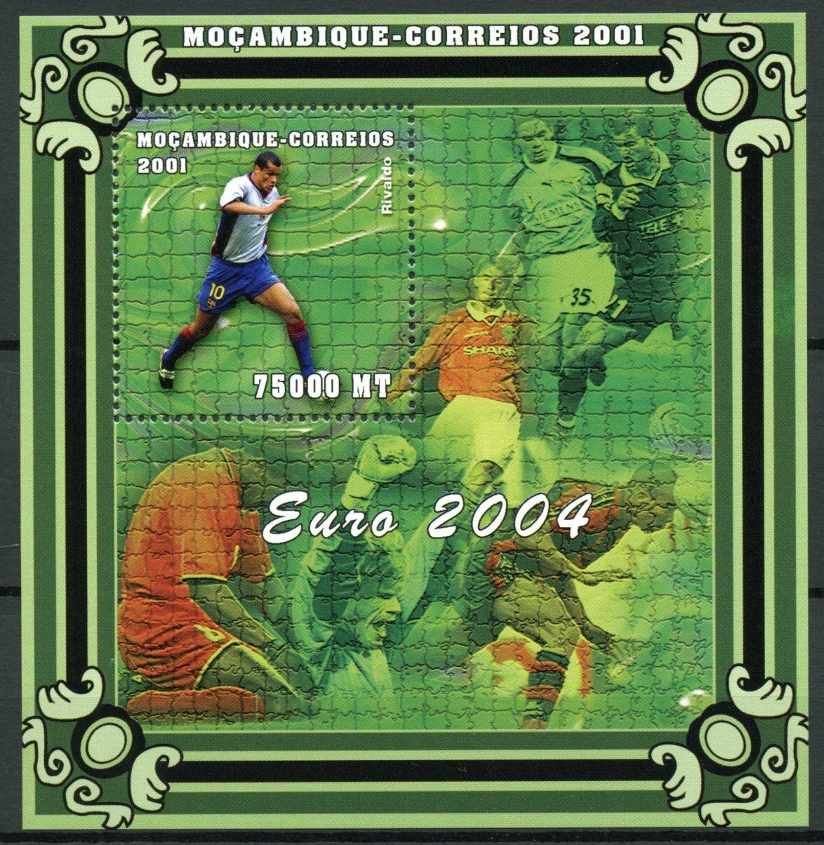 Mozambique Football Stamps 2001 MNH World Cup Euro 2004 Rivaldo Soccer 1v S/S