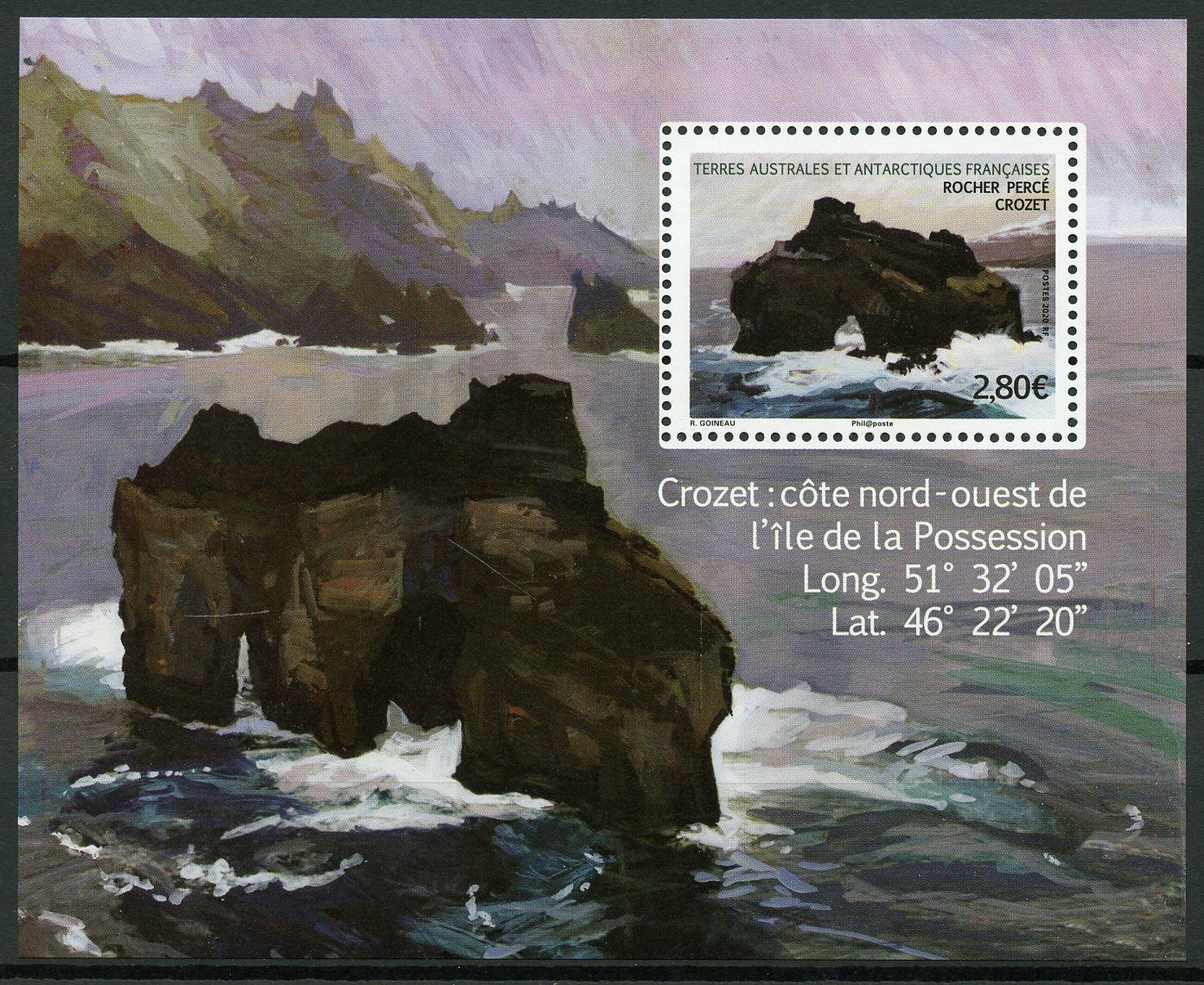 FSAT TAAF Landscapes Stamps 2020 MNH Rocher Perce Rock Crozet Tourism 1v M/S