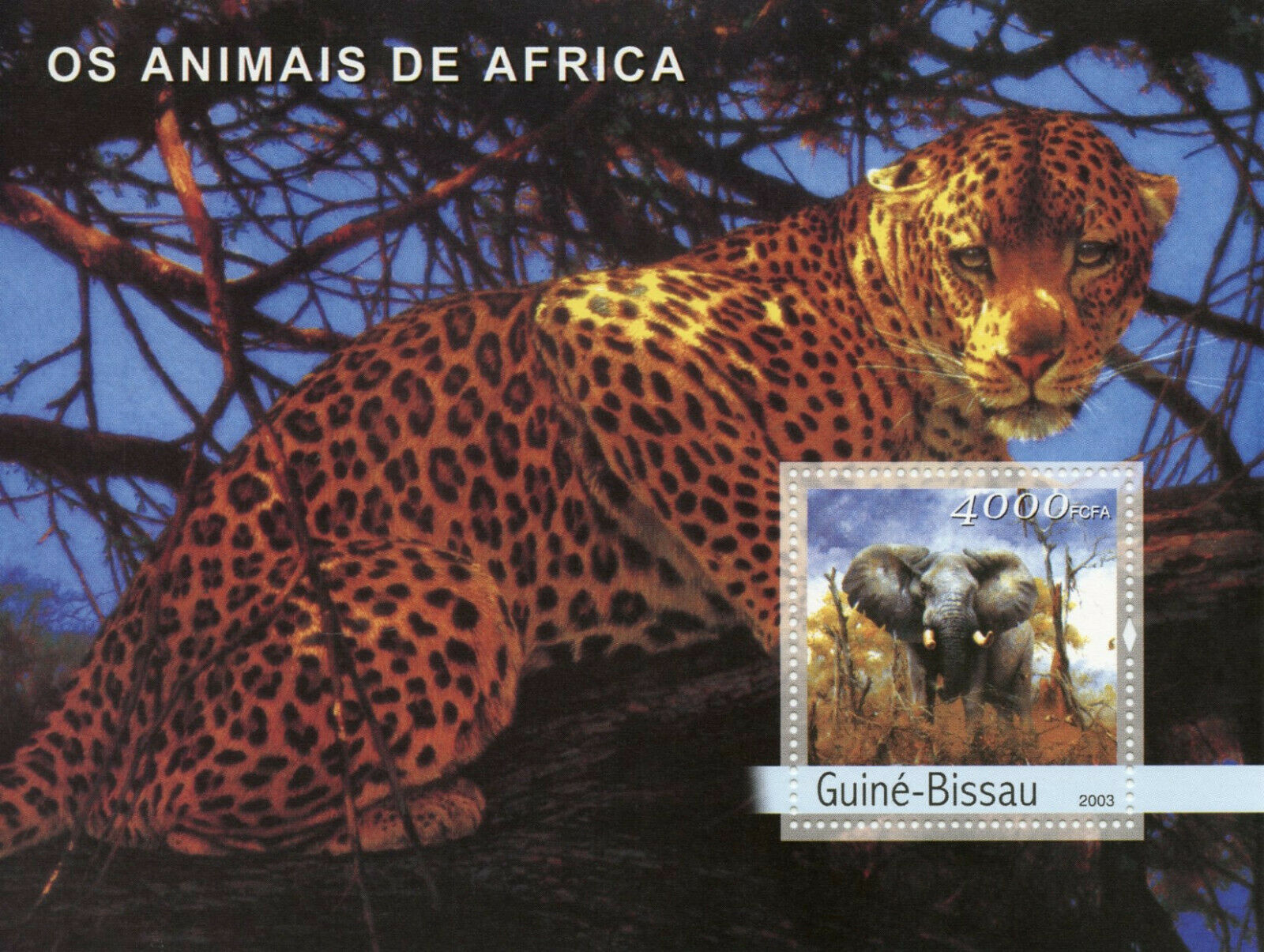 Guinea-Bissau Wild Animals Stamps 2003 MNH Elephants Leopards Fauna 1v S/S