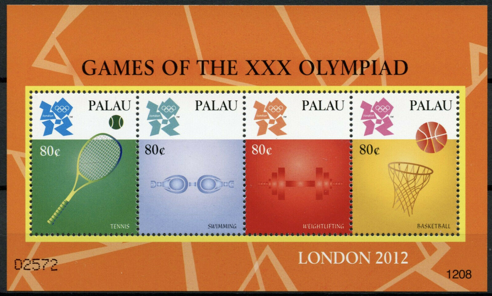 Palau 2012 MNH Olympics Stamps London XXX Olympiad Tennis Swimming Sports 4v M/S