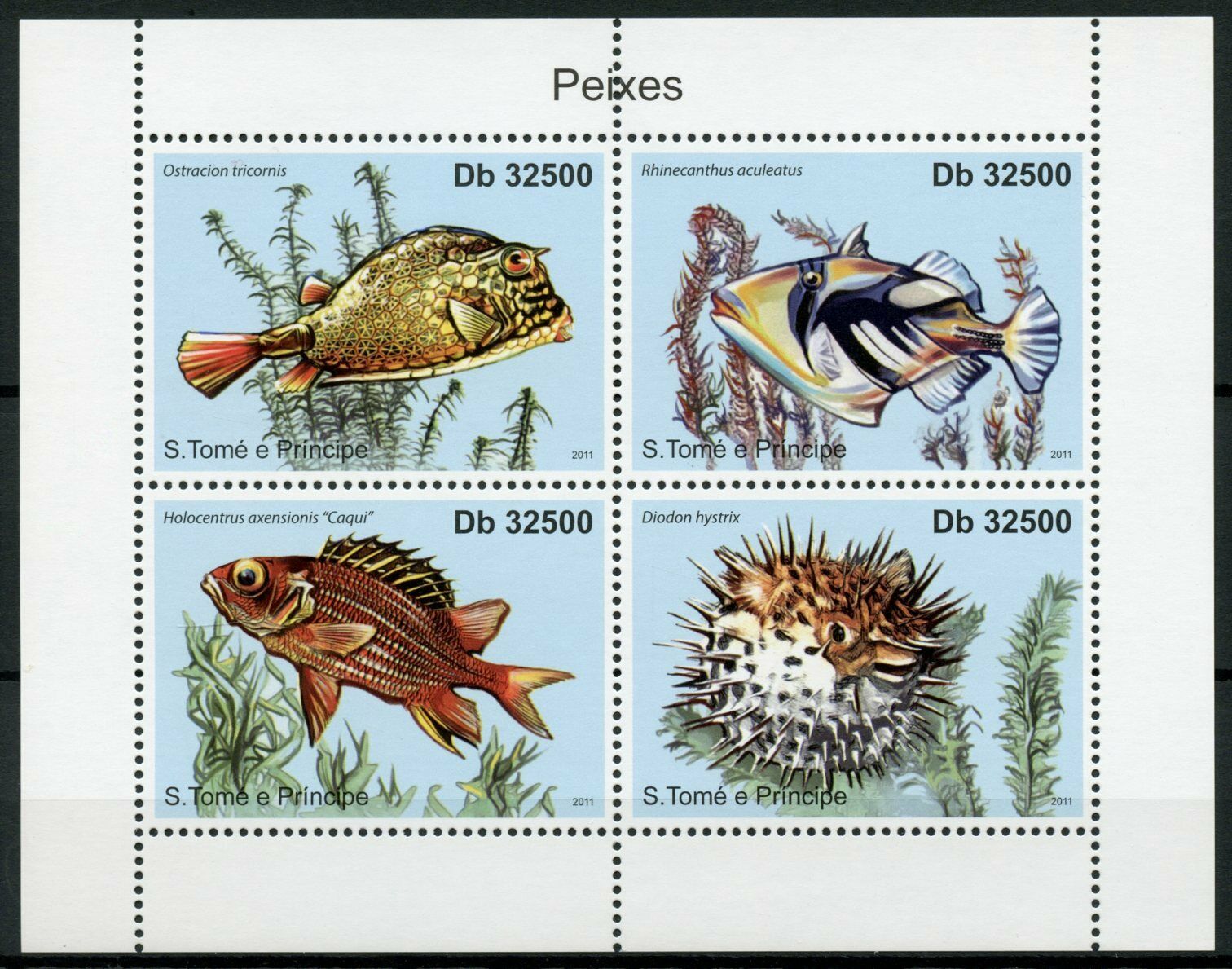 Sao Tome & Principe Fish Stamps 2011 MNH Fishes Triggerfish Porcupinefish 4v M/S