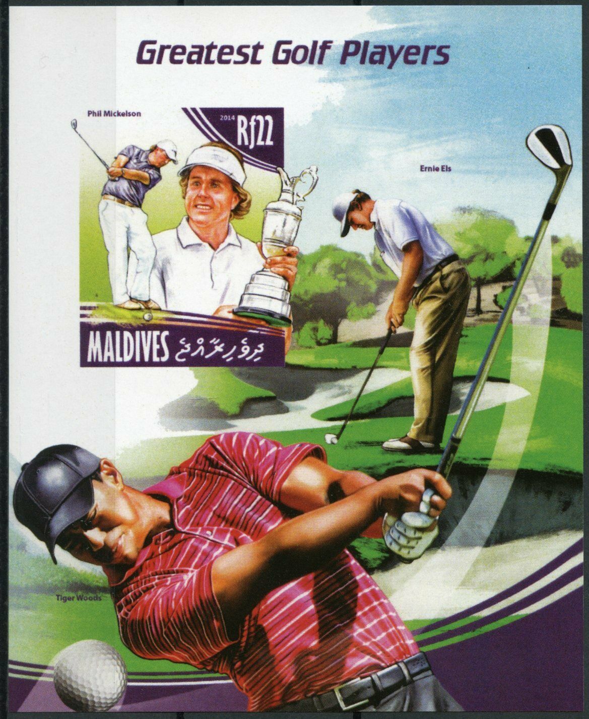 Maldives Sports Stamps 2014 MNH Greatest Golf Players Phil Mickelson 1v IMPF S/S