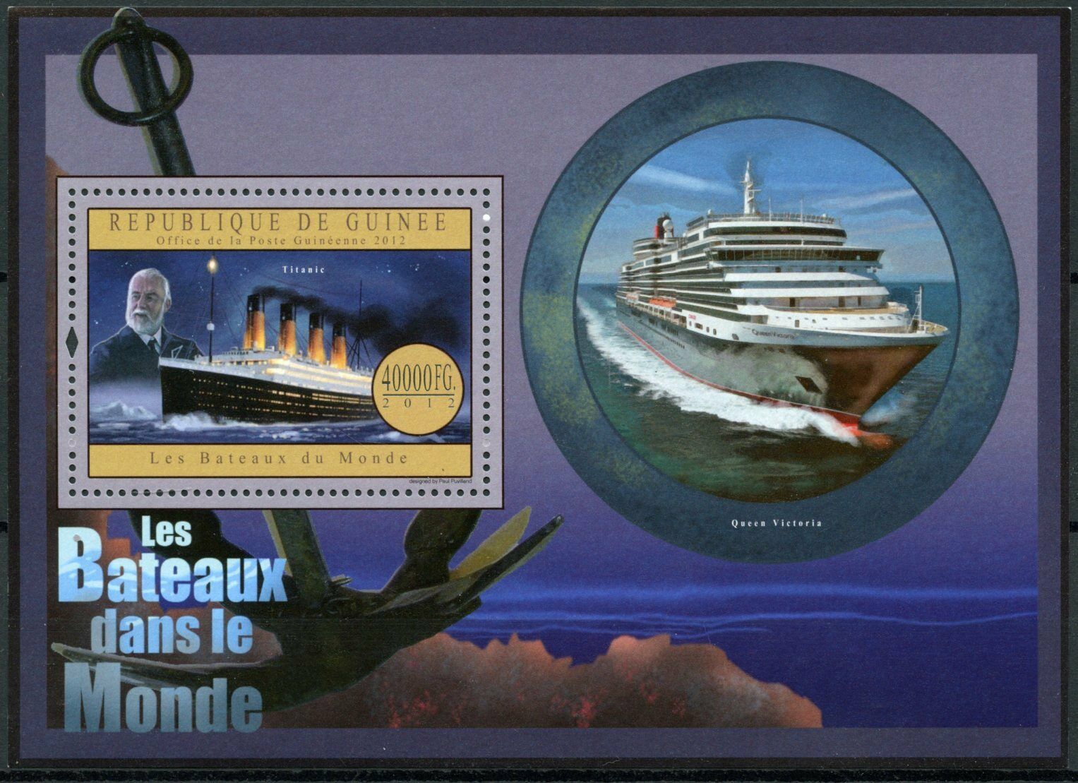 Guinea Ships Stamps 2012 MNH Titanic Queen Victoria Cruise Ships 1v S/S