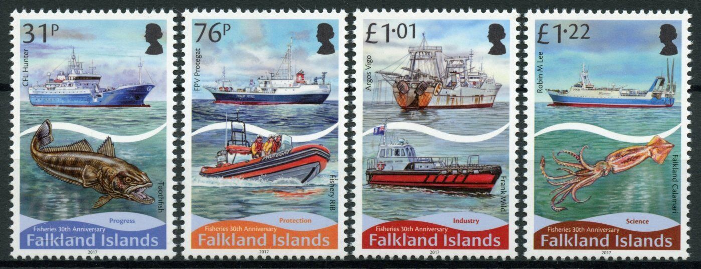 Falkland Islands 2017 MNH Ships Stamps Fisheries Boats Fish Fishes 4v Set
