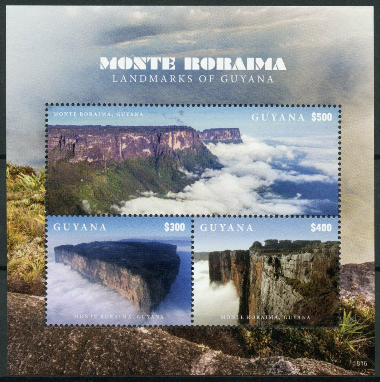 Guyana 2018 MNH Landscapes Stamps Landmarks Monte Roraima Mountains 3v M/S