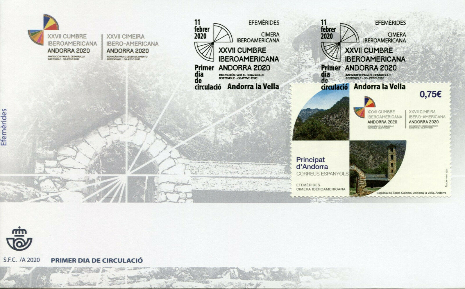 Spanish Andorra Stamps 2020 FDC Ibero-American Summit Landscapes Tourism 1v Set
