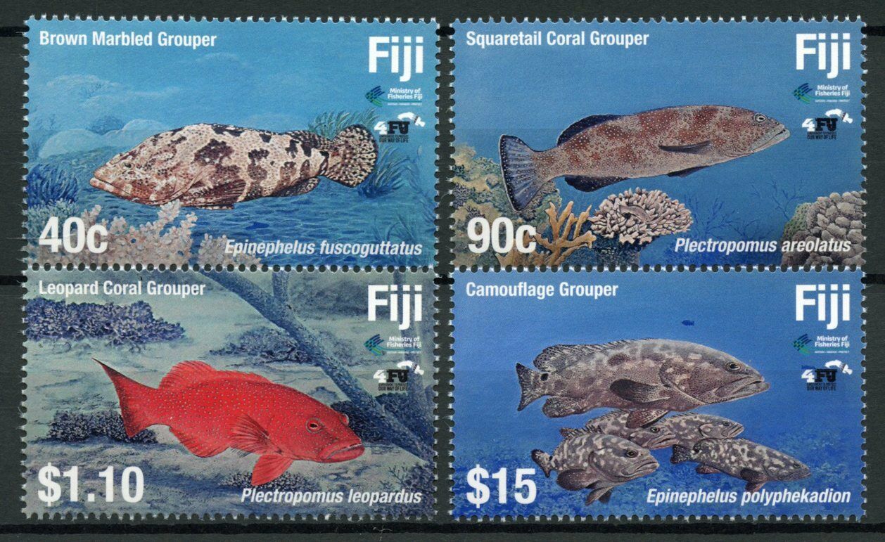 Fiji 2019 MNH Fish Stamps Fishes Groupers 4FJ Movement Corals Marine 4v Set