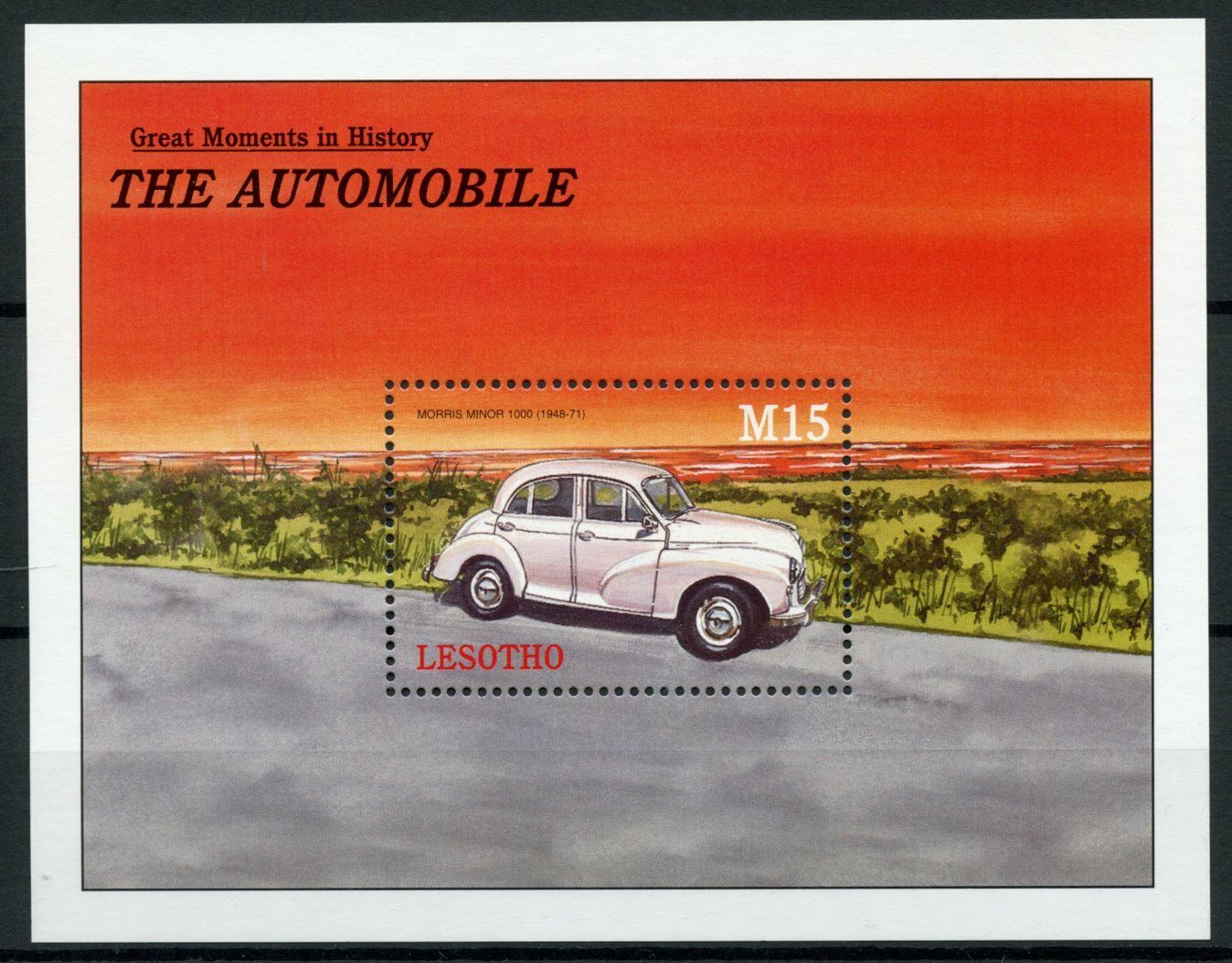 Lesotho Cars Stamps 2001 MNH Automobile Great Moments History Morris Minor 1v SS
