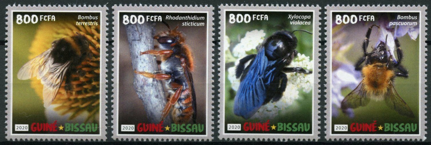 Guinea-Bissau Bees Stamps 2020 MNH Bumblebee Carpenter Bee Insects 4v Set