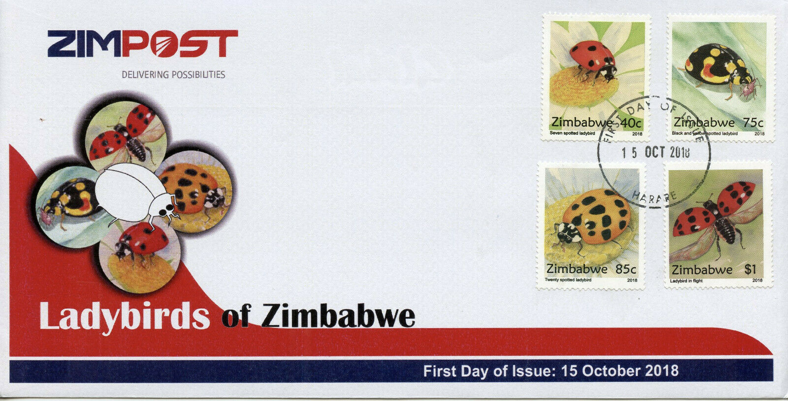 Zimbabwe 2018 FDC Ladybirds Ladybugs 4v Set Cover Insects Beetles Stamps