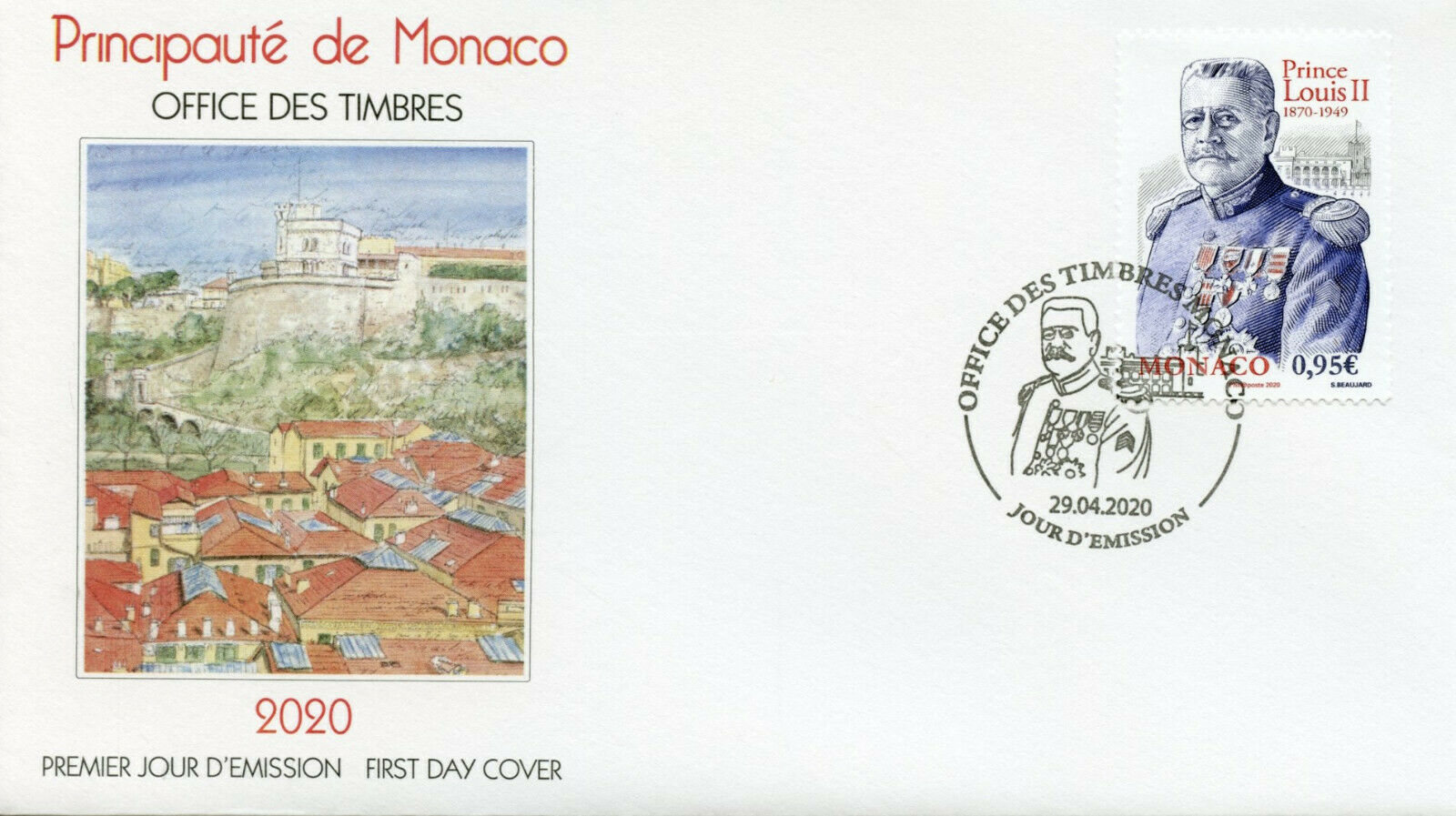 Monaco Royalty Stamps 2020 FDC Prince Louis II Famous People 1v Set