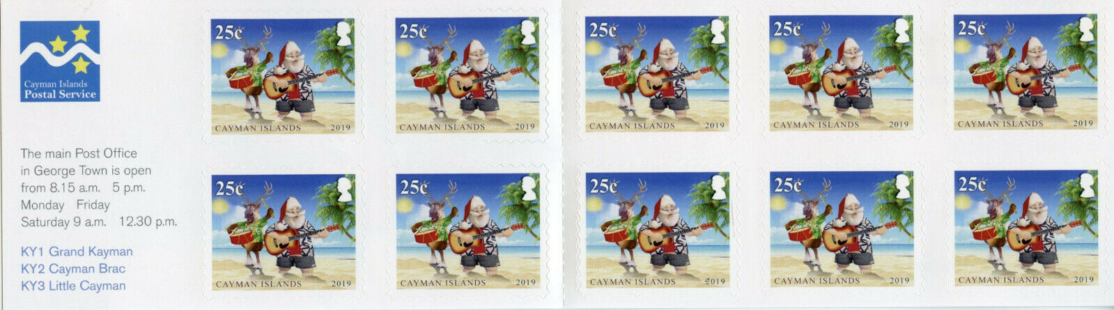 Cayman Islands 2019 MNH Christmas Stamps Santa Reindeer Trees 10v S/A Booklet