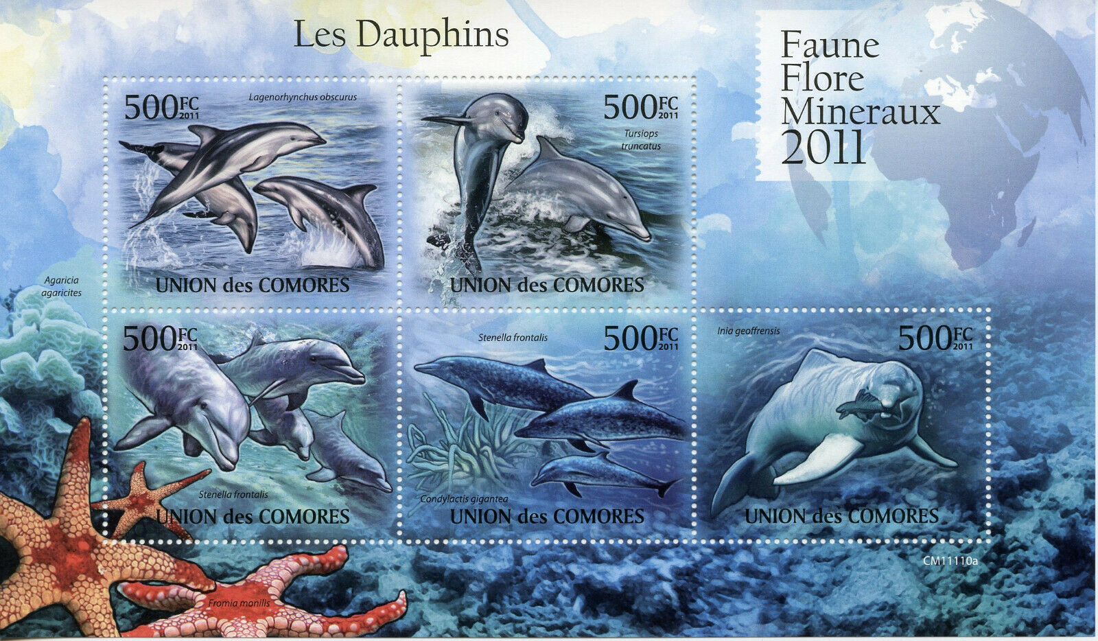 Comoros Marine Animals Stamps 2011 MNH Dolphins Bottlenose Dolphin Fauna 4v M/S