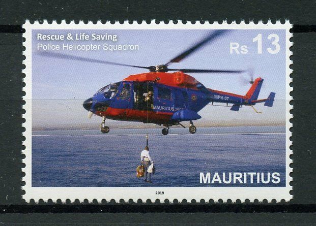 Mauritius Aviation Stamps 2019 MNH Rescue & Lifesaving Police Helicopters 1v Set