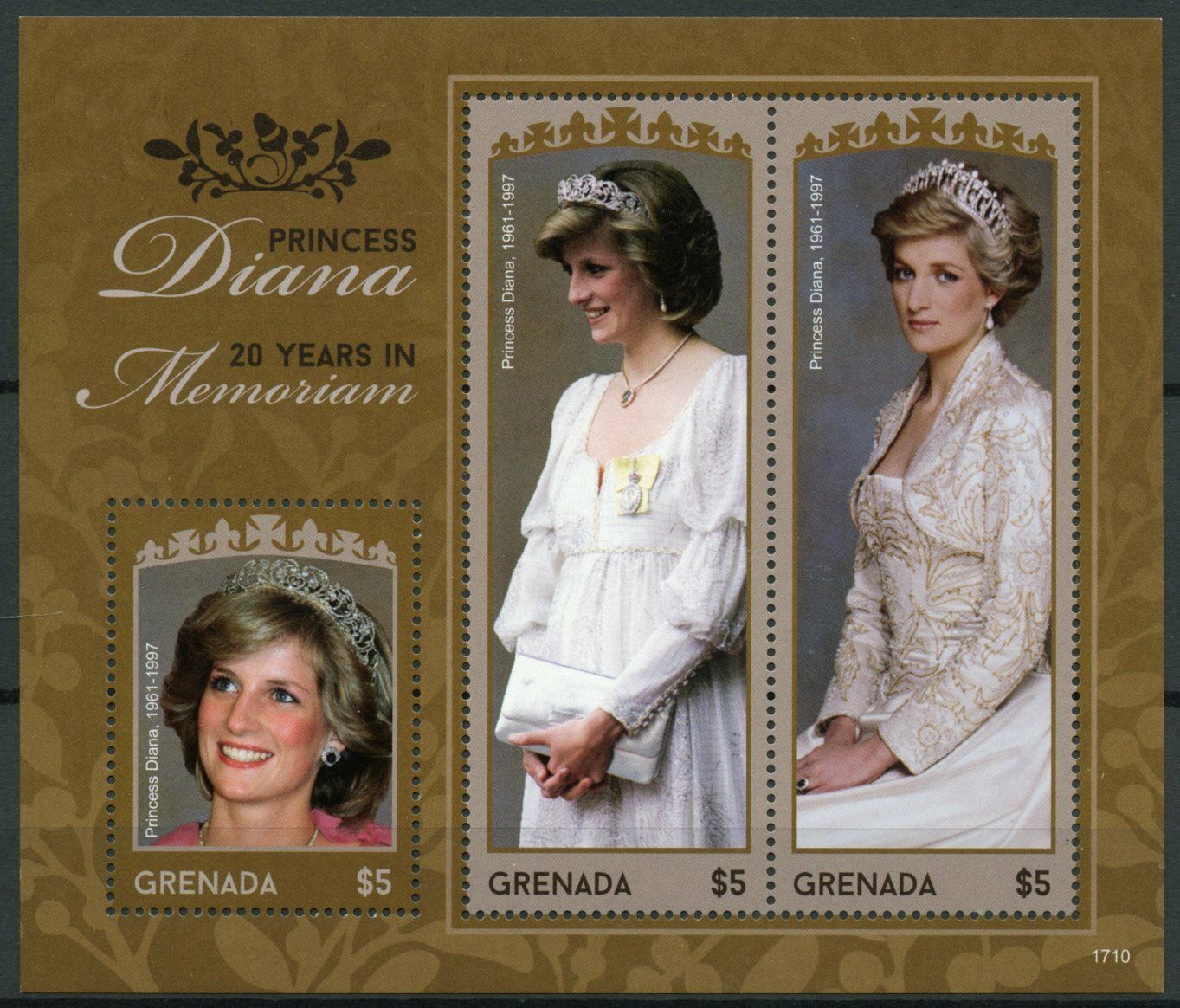 Grenada 2017 MNH Royalty Stamps Princess Diana 20th Memorial Anniv 3v M/S I