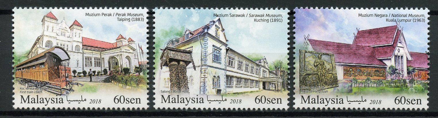 Malaysia 2018 MNH Historical Museums Perak Museum 3v Set Architecture Stamps