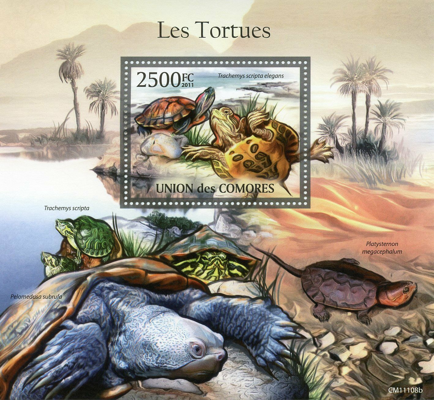 Comoros Turtles Stamps 2011 MNH Pond Slider Turtle Reptiles Fauna 1v S/S