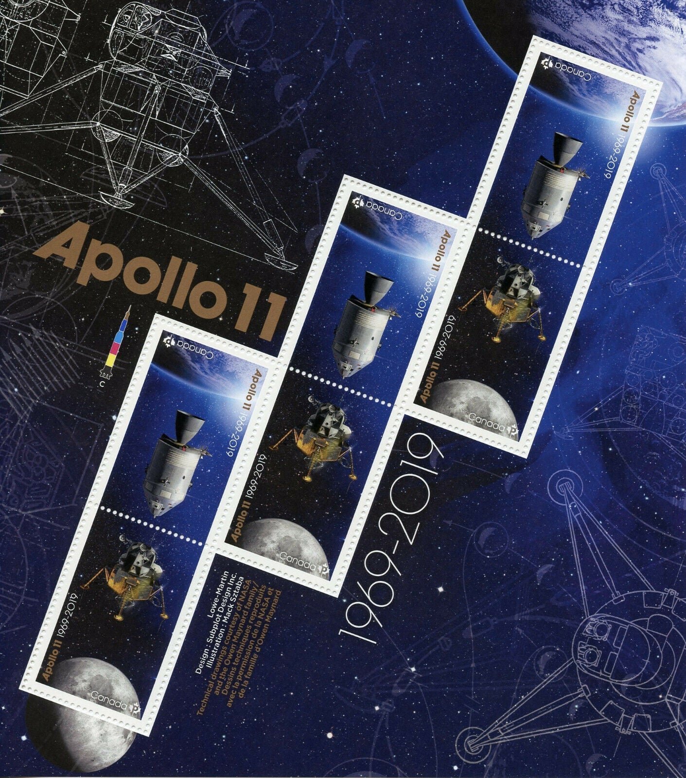 Canada 2019 MNH Space Stamps Apollo II Moon Landing 50th Anniv 6v M/S
