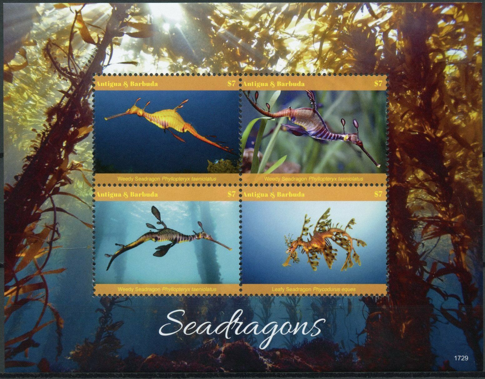 Antigua & Barbuda 2017 MNH Marine Animals Stamps Seadragons Seahorses 4v M/S