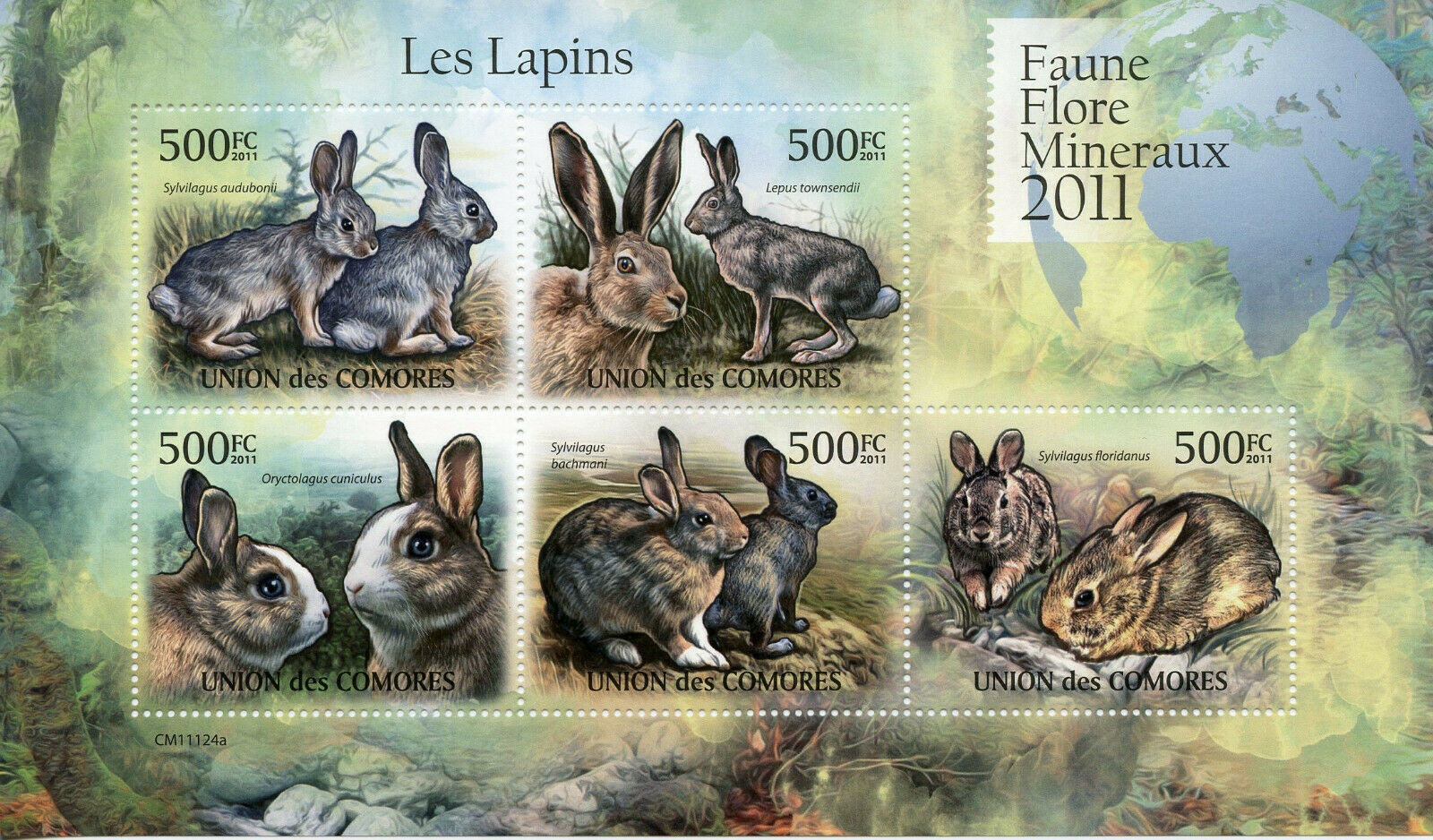 Comoros Wild Animals Stamps 2011 MNH Rabbits Jackrabbit Fauna 5v M/S