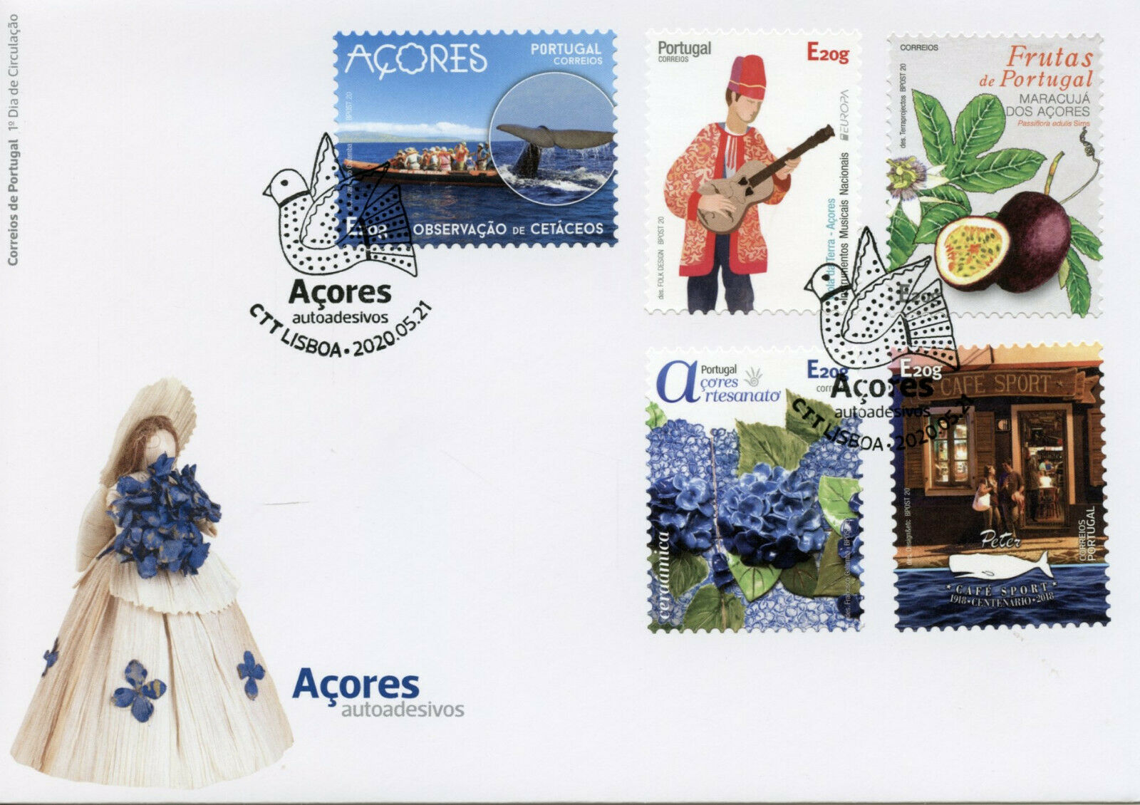Portugal Tourism Stamps 2020 FDC Azores Fruits Flowers Music Whales 5v S/A Set