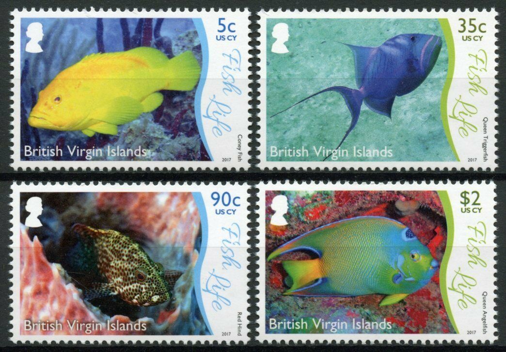 BVI 2017 MNH Fish Stamps Underwater Life Pt 2 Fishes Triggerfish 4v Set