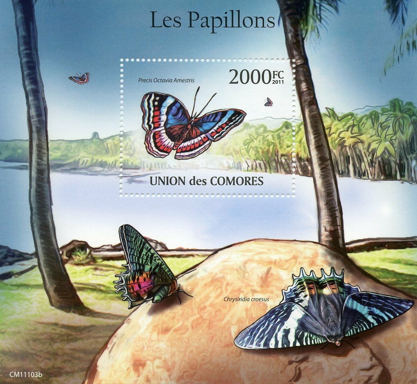 Comoros Butterflies Stamps 2011 MNH Gaudy Commodore Butterfly Insects 1v S/S I