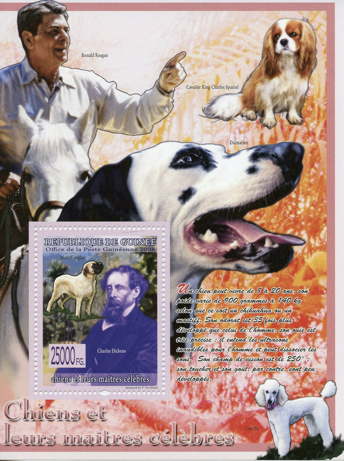 Guinea Dogs & Famous People 2008 MNH Charles Dickens English Mastiff 1v S/S III